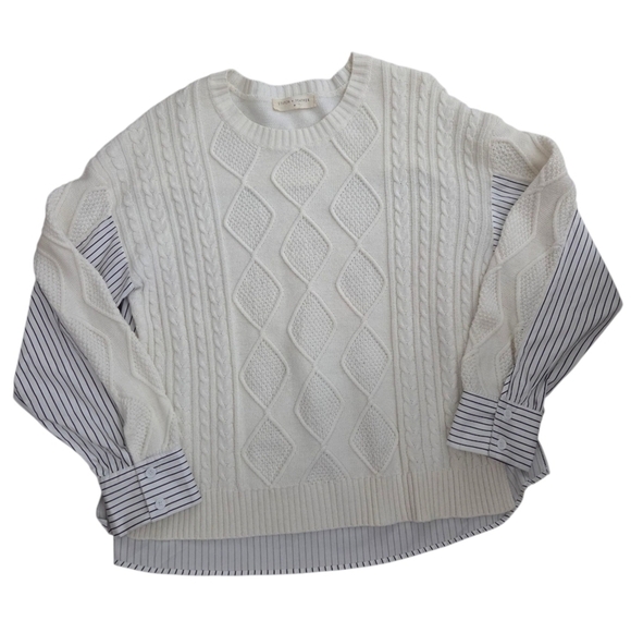 STITCH + FEATHER Sweaters - Women's White Cable Knit Sweater